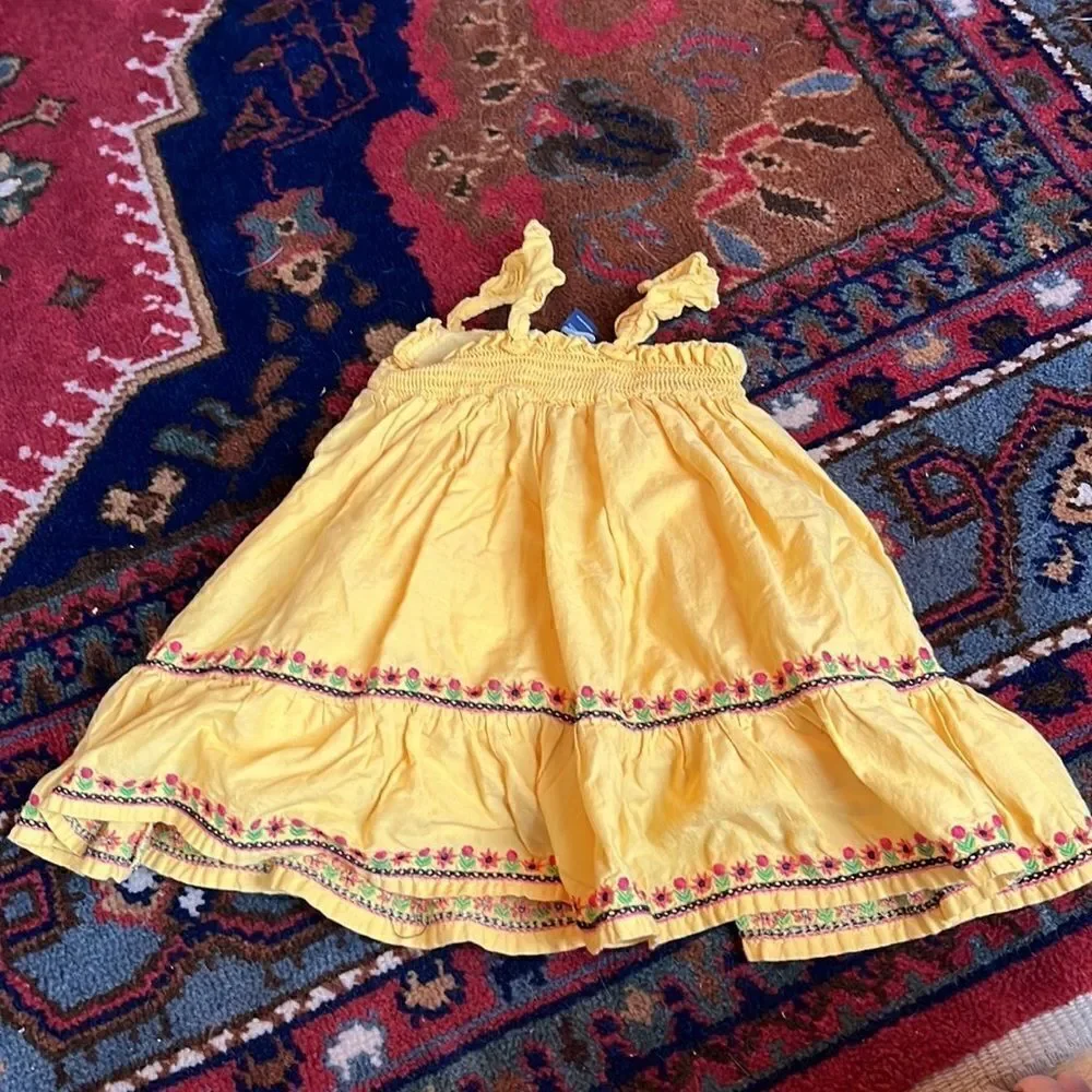Gap baby | yellow tiered dress with embroidery